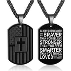 American Flag & Cross Double-Sided Scripture Necklace