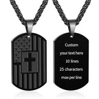 American Flag & Cross Double-Sided Scripture Necklace