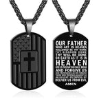 American Flag & Cross Double-Sided Scripture Necklace