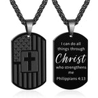 American Flag & Cross Double-Sided Scripture Necklace