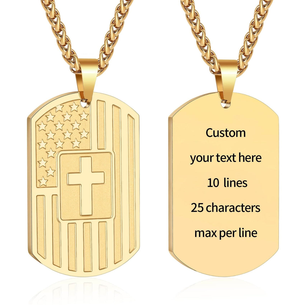 American Flag & Cross Double-Sided Scripture Necklace