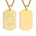 American Flag & Cross Double-Sided Scripture Necklace