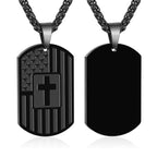 American Flag & Cross Double-Sided Scripture Necklace