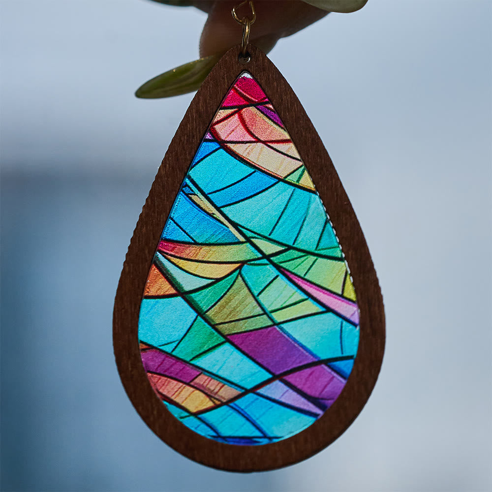 Glorious Grace Tear Drop Earrings Inspired by Colorful Church Window