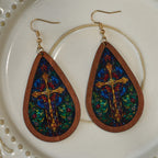 Glorious Grace Tear Drop Earrings Inspired by Colorful Church Window