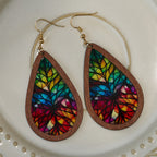 Glorious Grace Tear Drop Earrings Inspired by Colorful Church Window