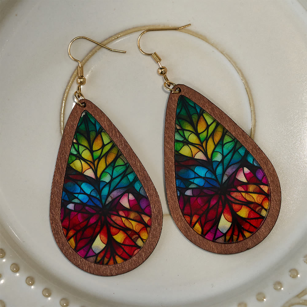 Glorious Grace Tear Drop Earrings Inspired by Colorful Church Window