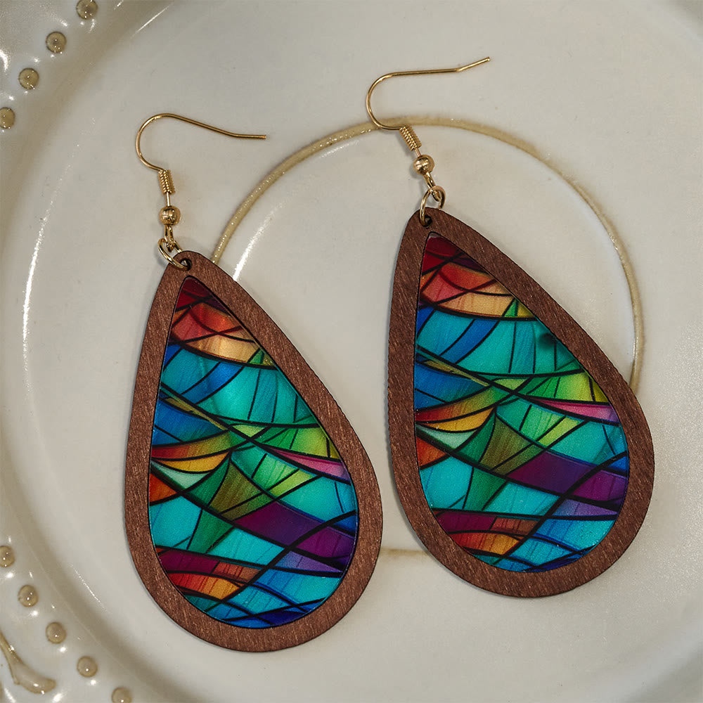 Glorious Grace Tear Drop Earrings Inspired by Colorful Church Window