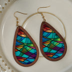 Glorious Grace Tear Drop Earrings Inspired by Colorful Church Window