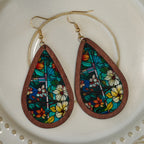 Glorious Grace Tear Drop Earrings Inspired by Colorful Church Window
