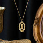 Zircon Floral Wreath Our Lady Necklace