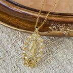 Zircon Floral Wreath Our Lady Necklace