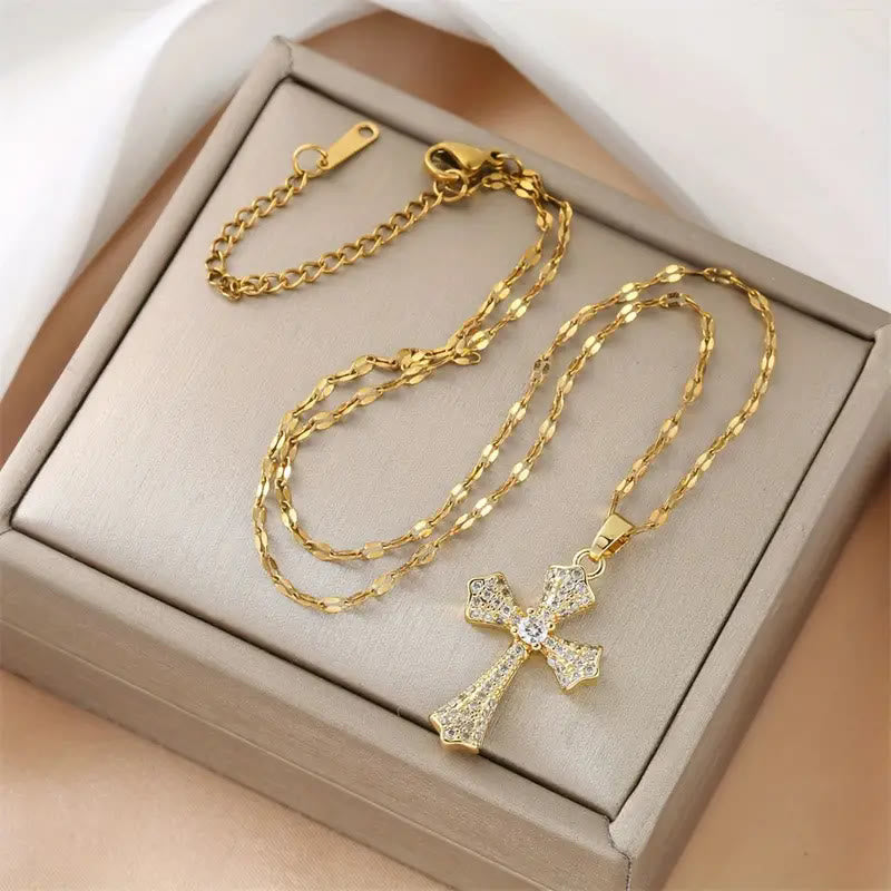 Radiant Zircon Cross Necklace