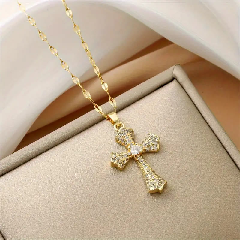 Radiant Zircon Cross Necklace