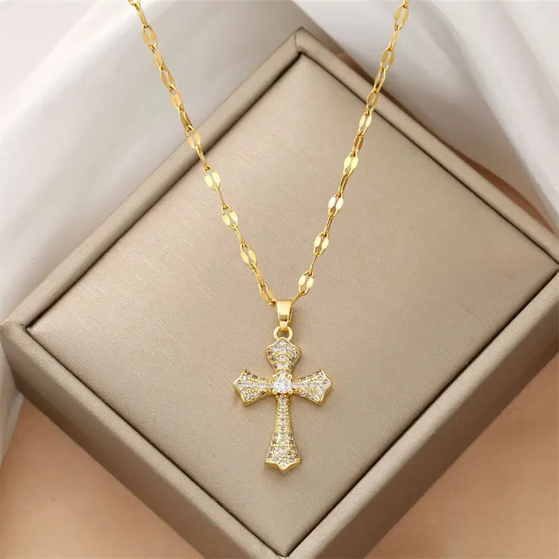Radiant Zircon Cross Necklace