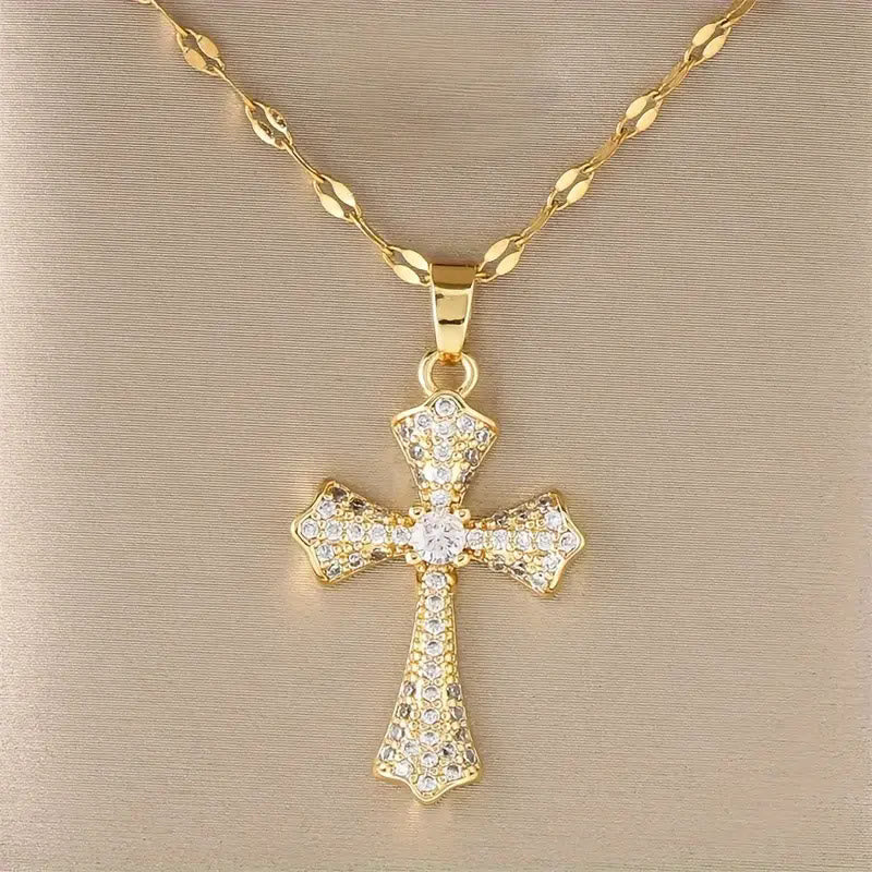 Radiant Zircon Cross Necklace