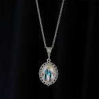 Filigree Frame Our Lady Portrait Necklace