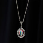 Filigree Frame Our Lady Portrait Necklace
