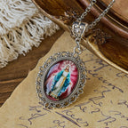 Filigree Frame Our Lady Portrait Necklace