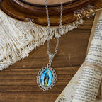 Filigree Frame Our Lady Portrait Necklace