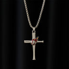 Philippians 4:13 Baseball Cross Necklace with Flame Detail