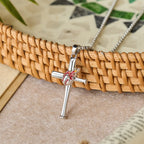 Philippians 4:13 Baseball Cross Necklace with Flame Detail