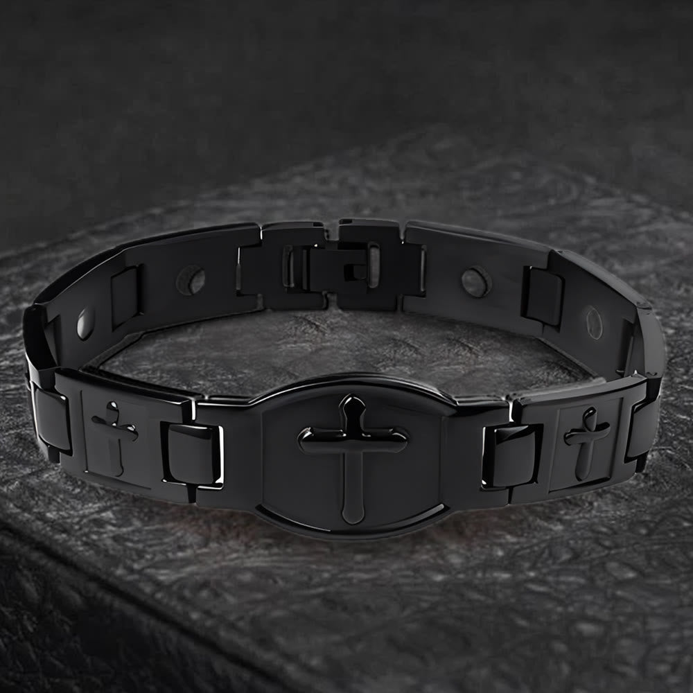 Link Chain Cross Engraved Bracelet