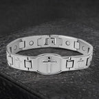 Link Chain Cross Engraved Bracelet