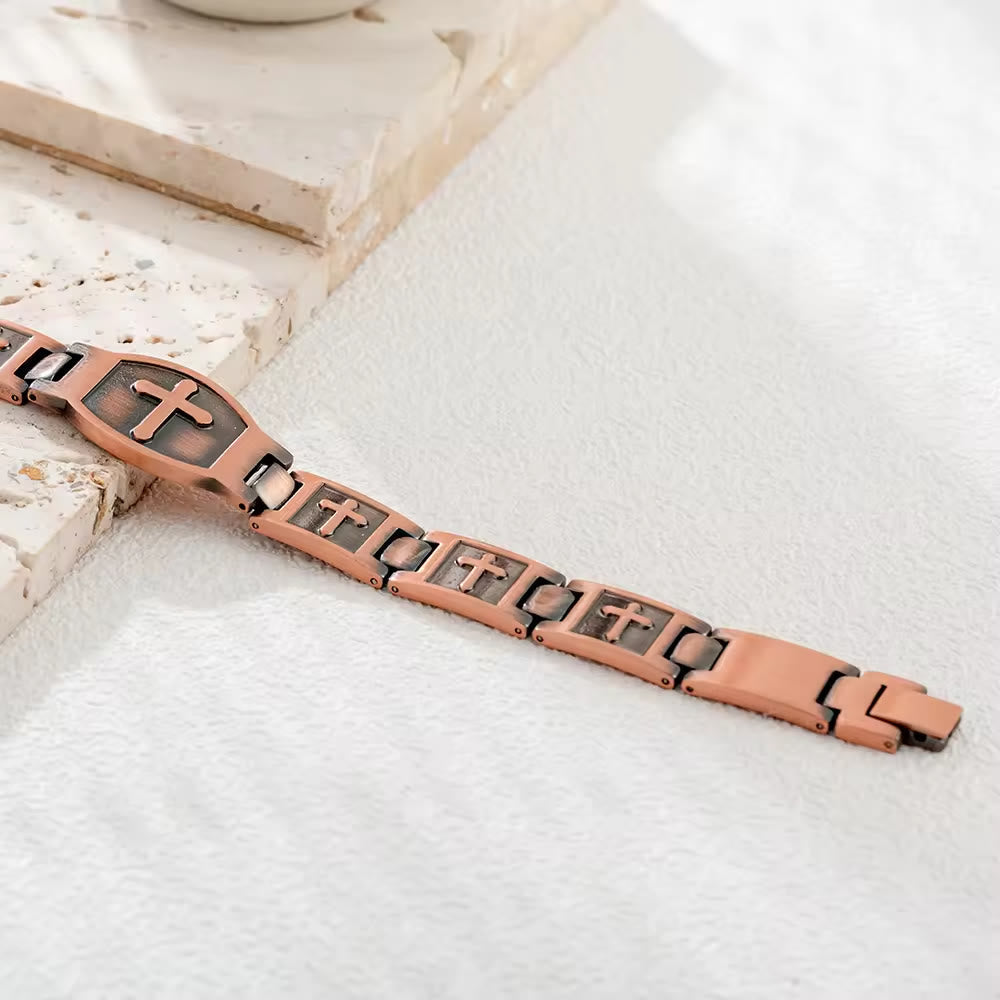 Link Chain Cross Engraved Bracelet