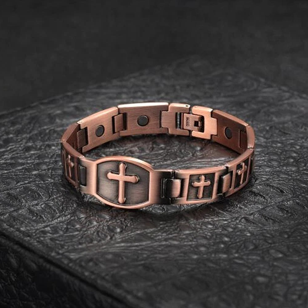 Link Chain Cross Engraved Bracelet