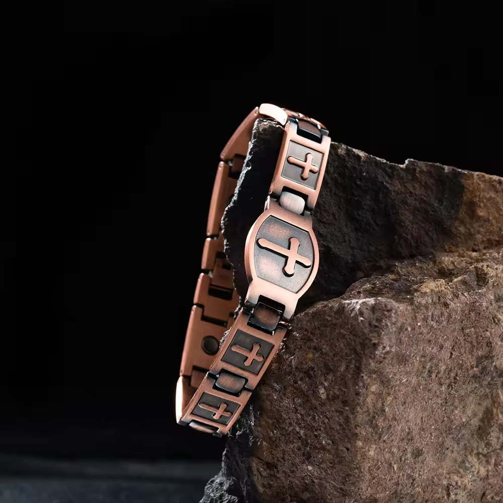 Link Chain Cross Engraved Bracelet