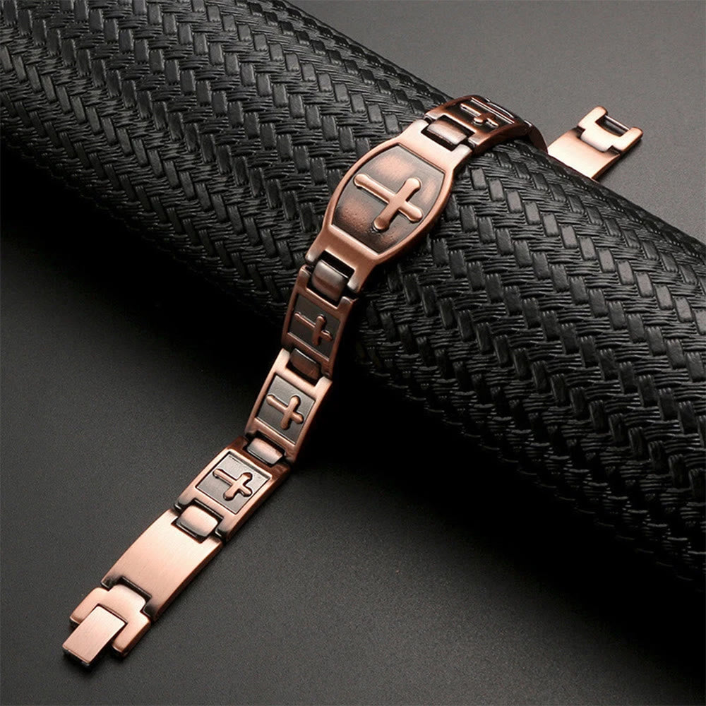 Link Chain Cross Engraved Bracelet