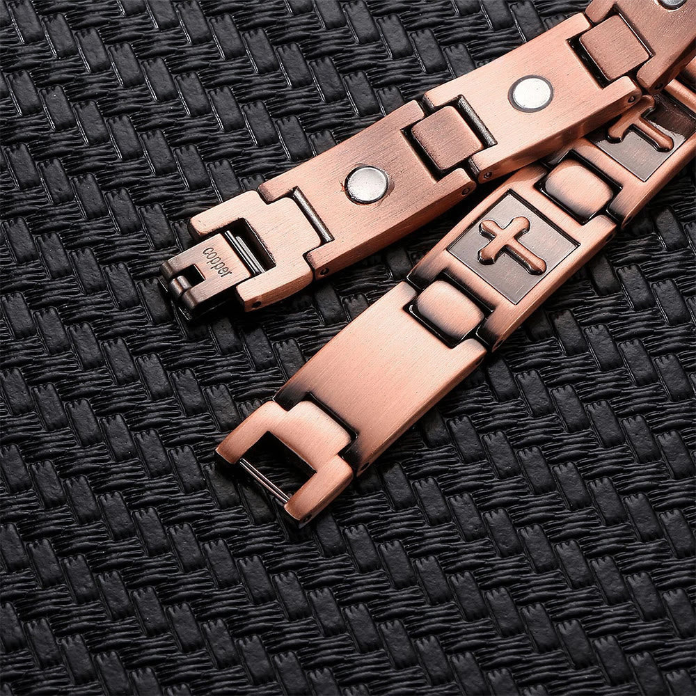 Link Chain Cross Engraved Bracelet