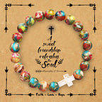 Natural Stone Cross Bracelet with Proverbs 27:9 Card