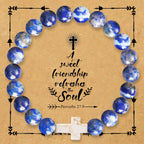 Natural Stone Cross Bracelet with Proverbs 27:9 Card
