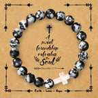 Natural Stone Cross Bracelet with Proverbs 27:9 Card