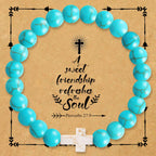 Natural Stone Cross Bracelet with Proverbs 27:9 Card