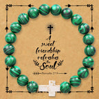 Natural Stone Cross Bracelet with Proverbs 27:9 Card