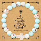 Natural Stone Cross Bracelet with Proverbs 27:9 Card