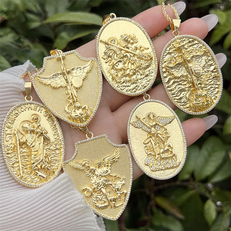 St. Michael & St. Christopher Medallion Necklace