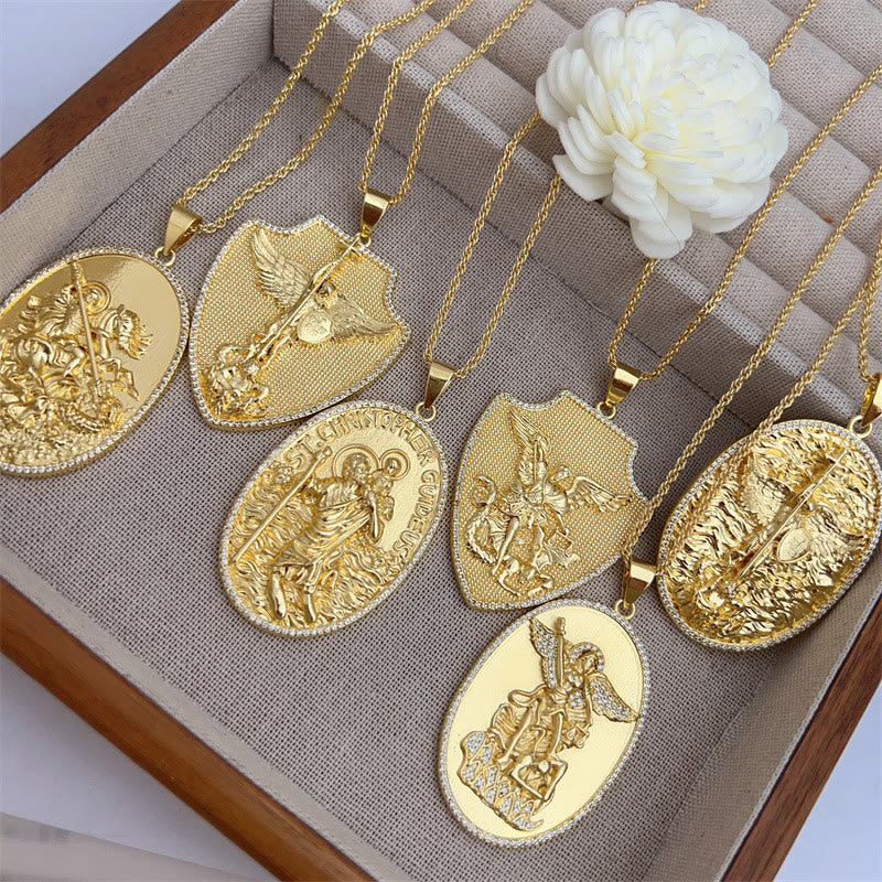 St. Michael & St. Christopher Medallion Necklace