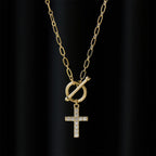 Pavé Zircon Toggle Cross Necklace