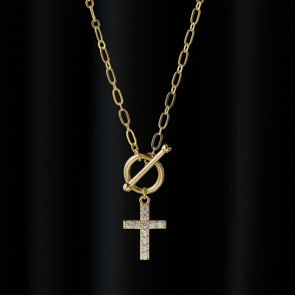Pavé Zircon Toggle Cross Necklace