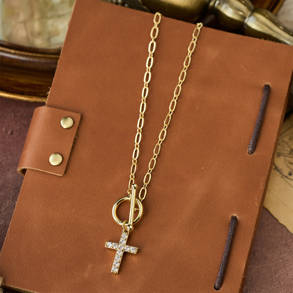 Pavé Zircon Toggle Cross Necklace