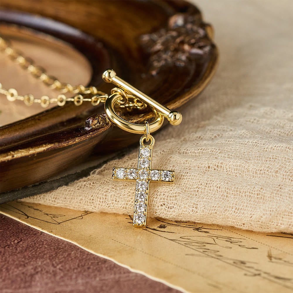 Pavé Zircon Toggle Cross Necklace