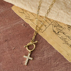 Pavé Zircon Toggle Cross Necklace