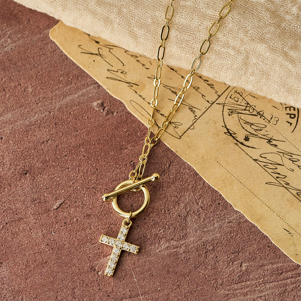 Pavé Zircon Toggle Cross Necklace