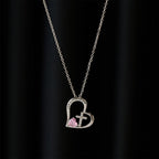 I Am a Child of God Heart Cross Necklace with Zircon Accents