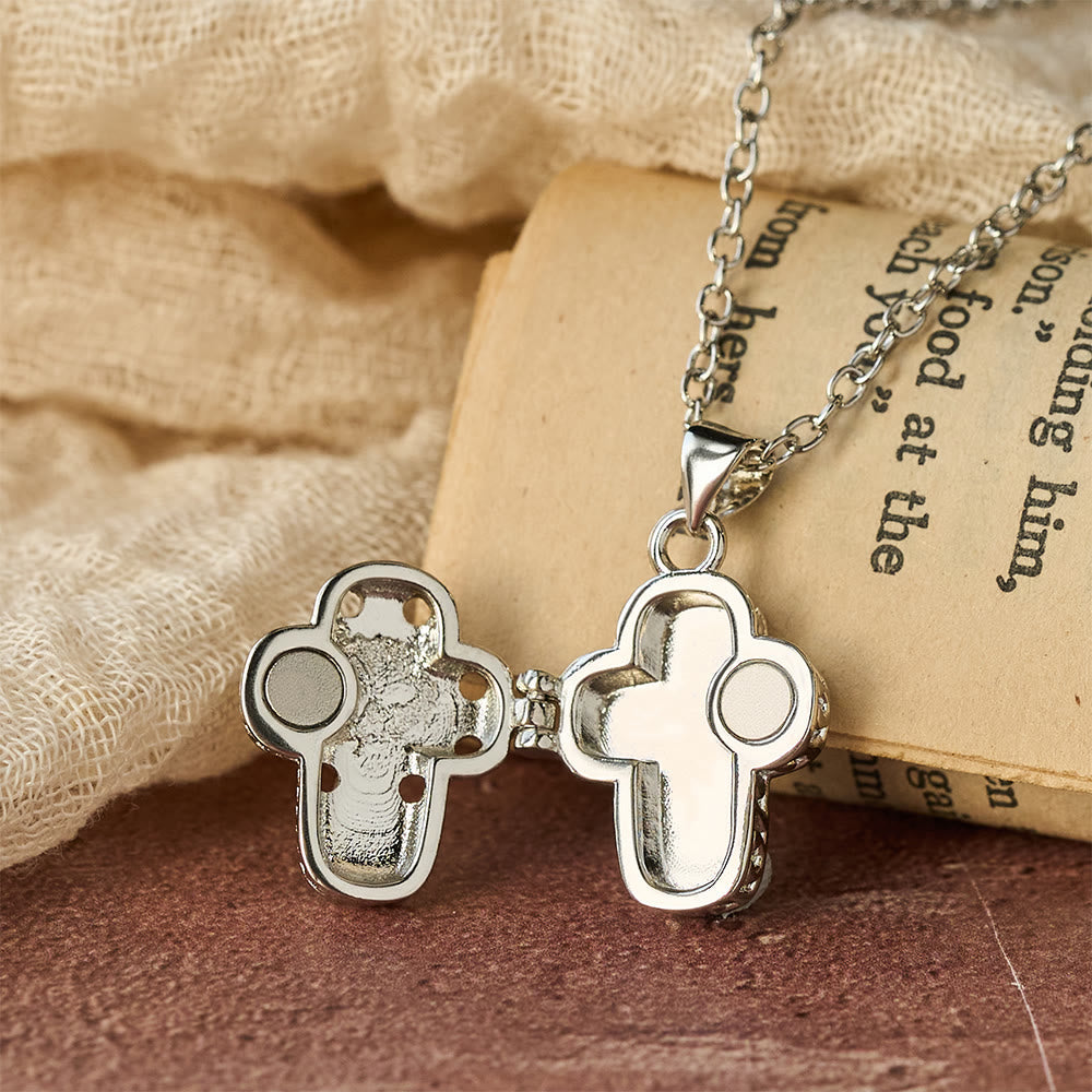 Locket Cross Necklace with Intricate Filigree