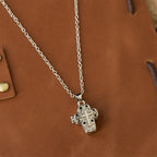 Locket Cross Necklace with Intricate Filigree
